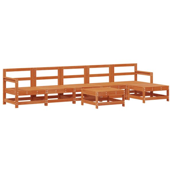 vidaXL Vrtna dnevna garnitura 7 pcs Voskan Rjava Masivna borovina