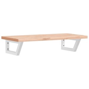 vidaXL Stenska polica za umivalnik jeklo in trdna bukovina