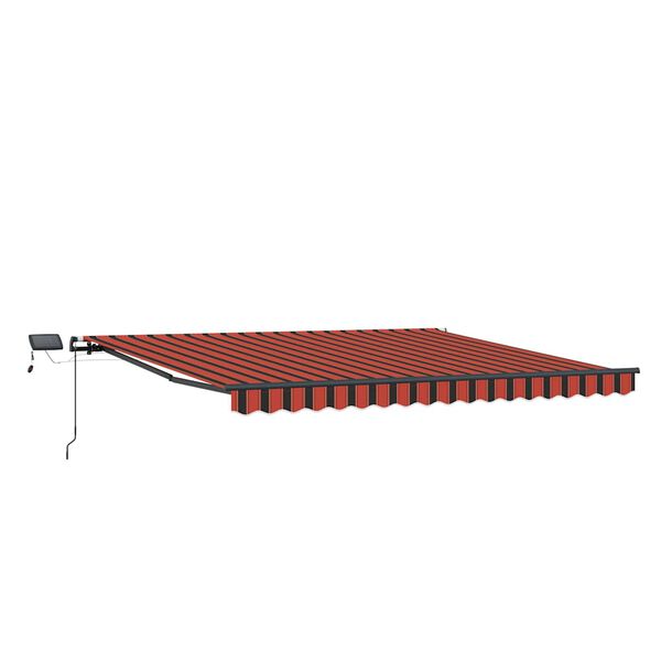 vidaXL Ročno zložljiva tenda LED 450x300 cm oranžna in rjava