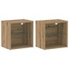 vidaXL Floating Shelf with LED Light 2 kos Rjava 40 x 28,5 x 40 cm