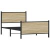 vidaXL Kovinski posteljni okvir brez vzmetnice sonoma hrast 107x203 cm