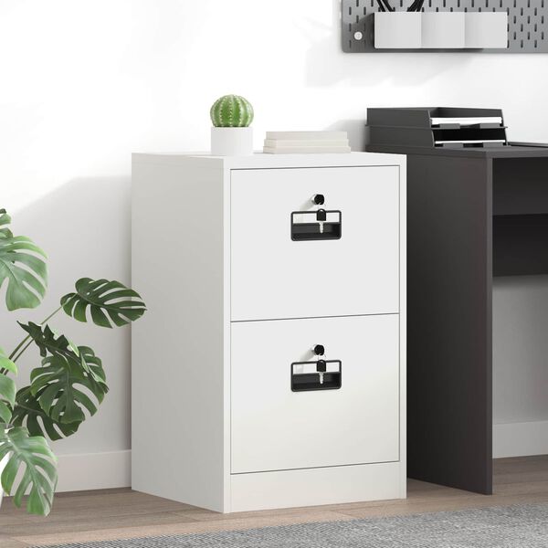 vidaXL Kabinet za datoteke s predalom s polico Bela 44 x 50 x 106.5 cm