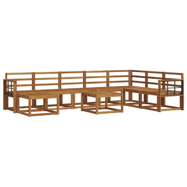 vidaXL Zunanja garnitura za sedenje 9 pcs Naravna Masiven les akacije