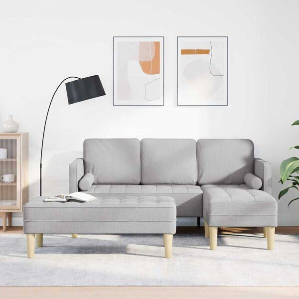 vidaXL Kavčna garnitura z blazino 2 pcs Oblačno siva Poliester