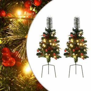 vidaXL Umetna osvetljena novoletna jelka 2 kosa 76 cm PVC