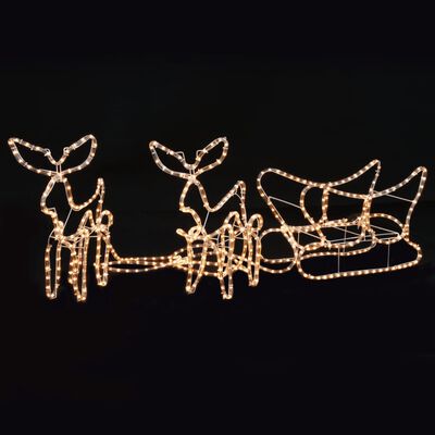 vidaXL Božični okrasek v obliki 2 jelenov in sani 300x24x47 cm