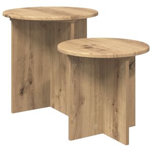 vidaXL Komplet stranskih mizic 2 kos Artisan hrast &Oslash; 45 x 45 cm