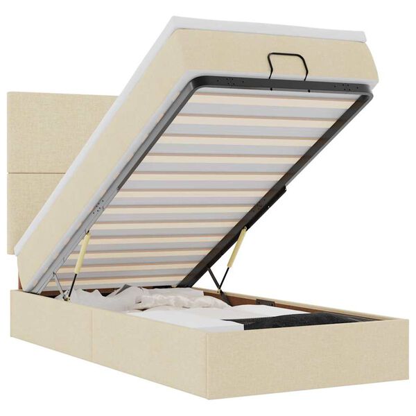 vidaXL Otomanski posteljni okvir z vzmetnico krem 90x190 cm blago