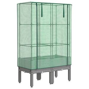 vidaXL Visoka greda s prevleko za rastlinjak videz ratana 80x40x140 cm