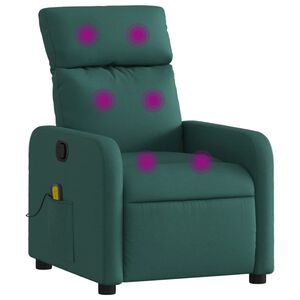 vidaXL Masažni naslanjač temno zeleno blago