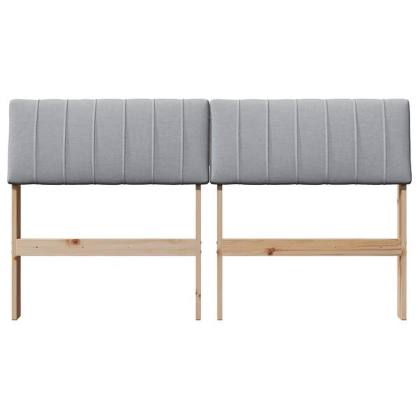 vidaXL Tapecirano vzglavje Svetlo siva 135 cm Masivno borovo les