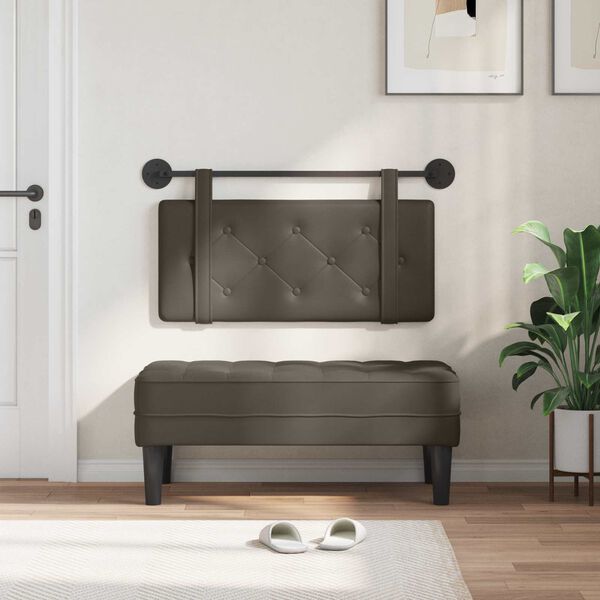 vidaXL Visoki naslon za glavo Siva 90 x 55 x 5 cm Umjetno usnje