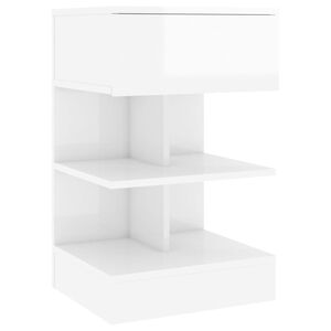 vidaXL Nočna omarica visok sijaj bela 40x35x65 cm iverna plo&scaron;ča