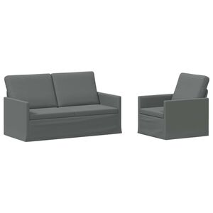 vidaXL Kavčna garnitura 2 pcs Temno siva Blago