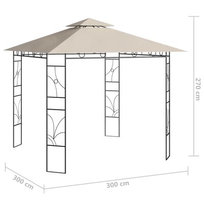 vidaXL Paviljon 3x3x2,7 m krem 160 g/m²