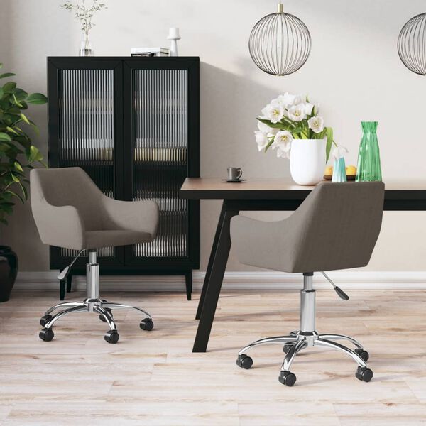 vidaXL Vrtljivi jedilni stoli 2 kosa taupe blago