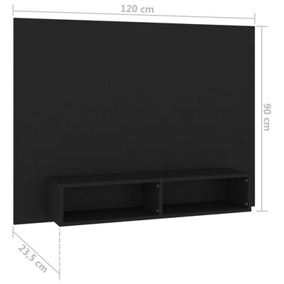 vidaXL Stenska TV omarica črna 120x23,5x90 cm iverna plošča
