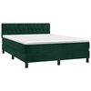 vidaXL Box spring postelja z vzmetnico LED tem. zelena 140x190cm žamet