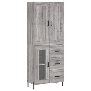 vidaXL Visoka komoda siva sonoma 69,5x34x180 cm inženirski les
