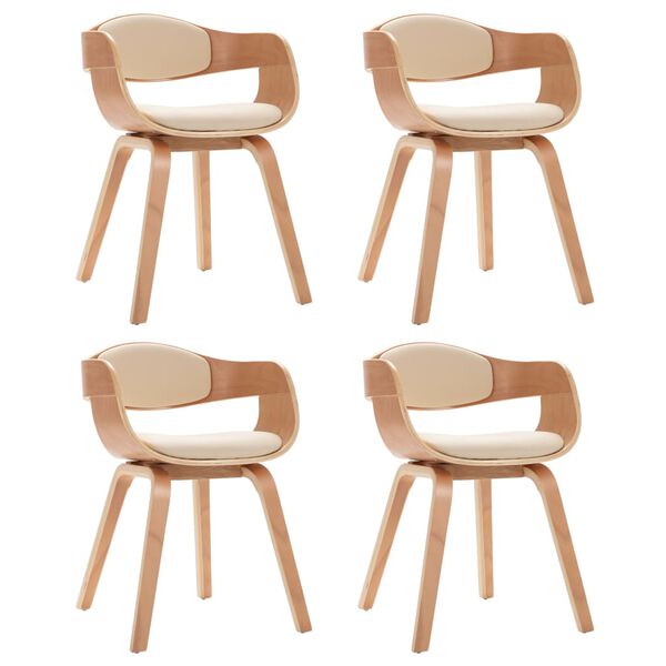 vidaXL Jedilni stoli 4 kosi ukrivljen les in umetno usnje