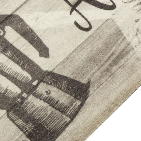 vidaXL Kuhinjska preproga pralna kavna tematika siva 45x150 cm žamet