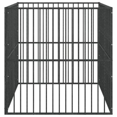 vidaXL Pasja ograda 4 paneli črno pocinkano jeklo