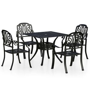 vidaXL Bistro garnitura 5-delna liti aluminij črna
