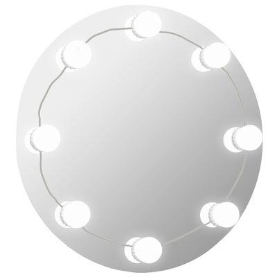 vidaXL Stensko ogledalo brez okvirja z LED lučkami okroglo steklo