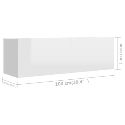 vidaXL Komplet TV omaric 2-delni visok sijaj bela iverna plošča