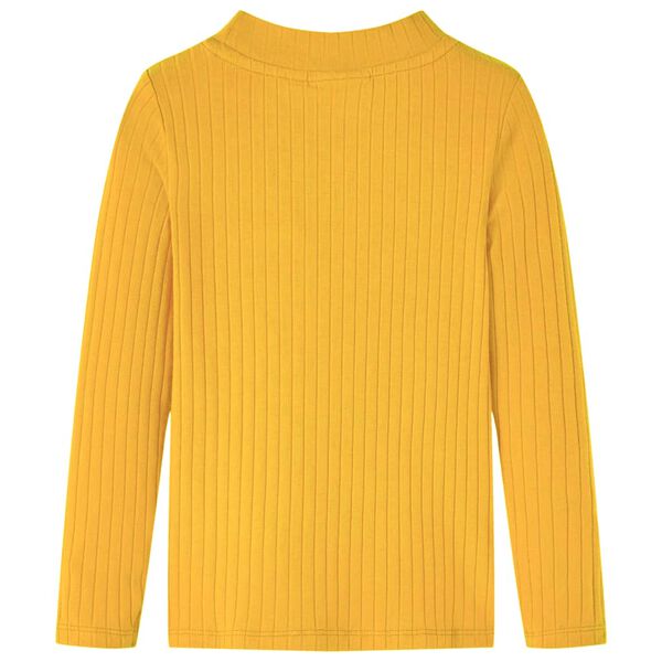 Otro&scaron;ka majica z dolgimi rokavi rebrasta pletenina temno oker 104