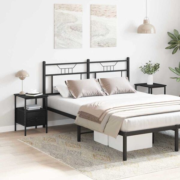 vidaXL Nočna omarica s predalom 2 pcs Črna Orehovina 34 x 36 x 50 cm