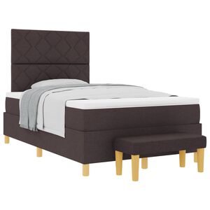 vidaXL Postelja z vzmetnico z vzglavjem Temno rjava 200 x 120 cm blago
