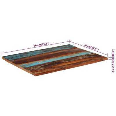 vidaXL Pravokotna mizna plošča 70x90 cm 25-27 mm trden predelan les