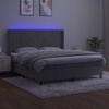 vidaXL Box spring postelja z vzmetnico LED svetlo siva 160x200cm žamet