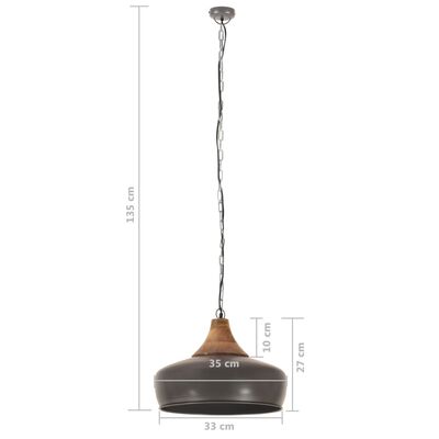 vidaXL Industrijska viseča svetilka sivo železo in trden les 35 cm E27