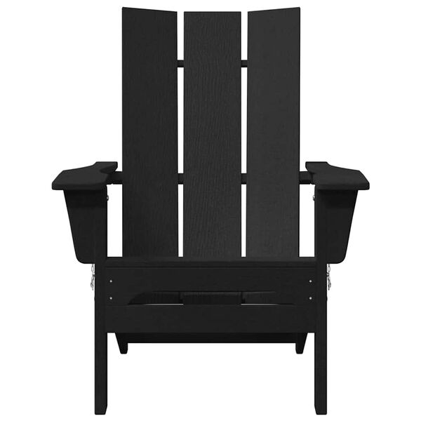 vidaXL Zložljiva Adirondack stol Črna 74.5 x 80.5 x 90cm HDPE