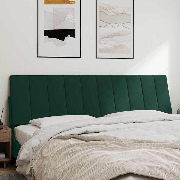 vidaXL Blazina za vzglavje Hanko temno zelena 180 cm žamet