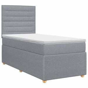 vidaXL Postelja boxspring z vzmetnico Svetlo siva Enojno Blago