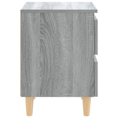 vidaXL Nočna omarica z lesenimi nogami siva sonoma 40x35x50 cm