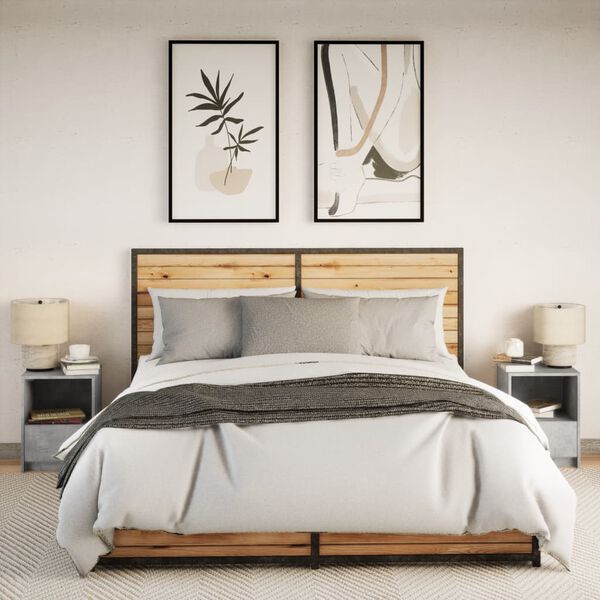 vidaXL Nočna omarica z LED lučkami 2 kosa betonsko siva inženirski les