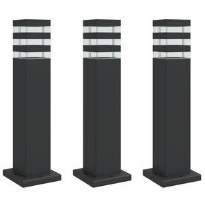 vidaXL Zunanja talna svetilka 3 kosi črna 50 cm aluminij