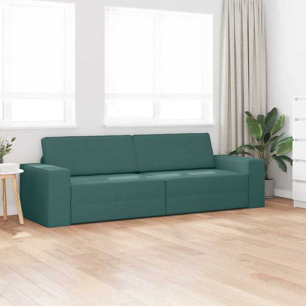 vidaXL Sofa postelja Temno zelena 245 x 78 x 77 cm Žamet