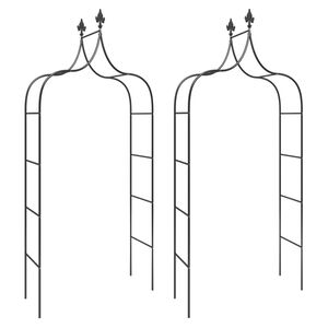 vidaXL Vrtni oboki 2 kosa črne barve 120x38x260 cm jeklo