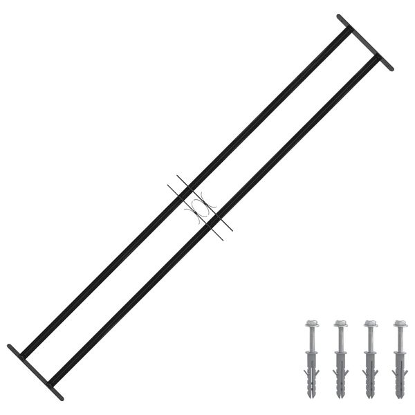 vidaXL Okenska re&scaron;etka Črna 176 x 30 cm Pra&scaron;no lakirano jeklo