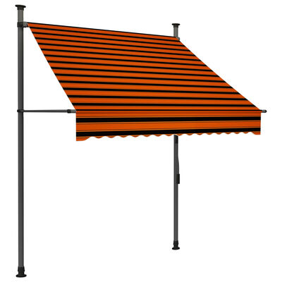 vidaXL Ročno zložljiva tenda z LED lučkami 150 cm oranžna in rjava