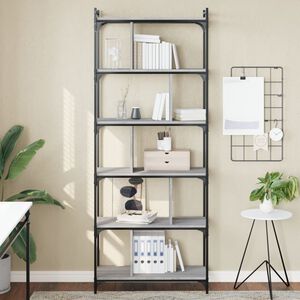 vidaXL Knjižna omara 6-nadstropna siva sonoma 76x32x192 cm inž. les