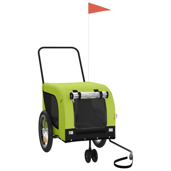 vidaXL Kolesarska prikolica za hi&scaron;ne ljubljenčke zelena in črna