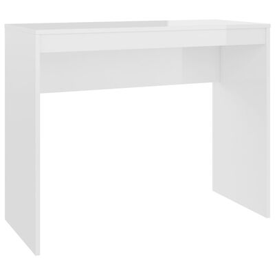 vidaXL Pisalna miza visok sijaj bela 90x40x72 cm inženirski les