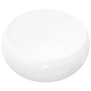 vidaXL Umivalnik iz keramike okrogel bel 40x15 cm