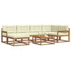 vidaXL Zunanja garnitura za sedenje z blazino 7 pcs Naravna in smetana